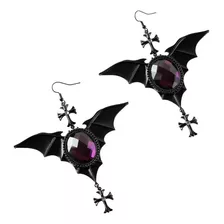 Aretes Killstar De Murcielago Gotico Con Piedra Morada