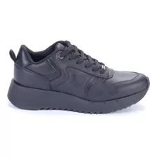 Zapatilla Bilbao Savage De Cuero Mujer Urbana Negro 