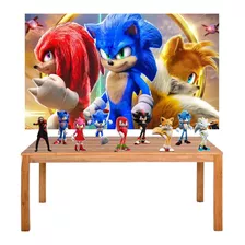 Kit Painel + Displays Sonic Filme Decoração De Festa 2