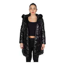 Campera Mujer Larga Capucha Desmontable Interior Piel