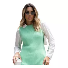 Colete Feminino Pulôver Alongado Tricô Suéter Moda Inverno