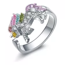 Anillo Unicornio Ajustable + Caja Terciopelo Regalo Niña