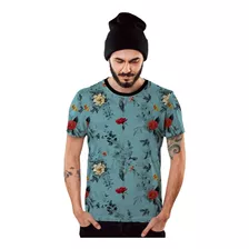 Camisa Camiseta Azul Florida Masculina Verão 2019 Floral Top