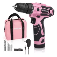 Taladro Inalámbrico Destornillador Workpro Rosa