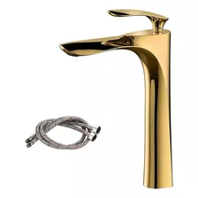 Torneira Alta Banheiro Lavabo Yesop Dourad Monocomando Misturador Cor Dourado