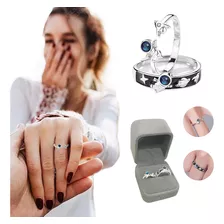 Anillos Promesa Pareja Plata Ajustable Set Astronaut Regalo