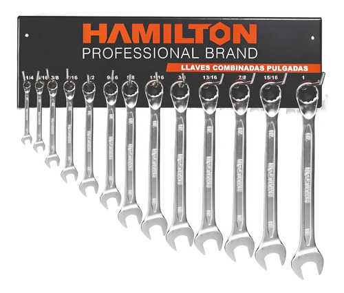 Llaves Combinadas Hamilton Juego 1/4 A 1 Pulgada 13 Pz Tablero Cod. Exspc Dgm Gris
