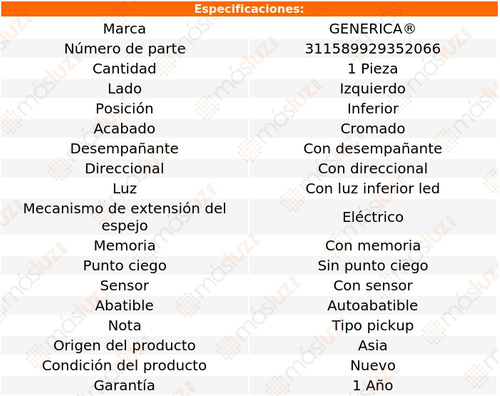 1- Espejo Izquierdo Inf Elect F-150 2015/2018 Genrica Foto 2