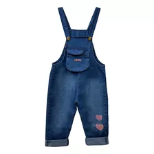 Jardineira Infantil Menina Macacão Jeans Calça Comprida