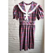 Vestido De Nena, Tela Escocesa Bordó. Talle 8