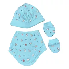 Ajuar Bebe 3 Piezas Babaero Bandana Gorrito Mitones Ruabel