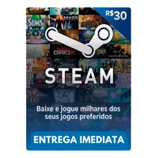 Steam Card Cartão Pré-pago R$30 Reais Crédito Envio Imediato