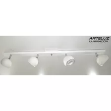 Barra Riel 90 Cm + 4 Spots Bocha Blanca C/lamp. Led 