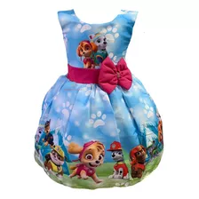 Vestido Patrulha Canina Cachorros Super Heróis Fantasia Luxo