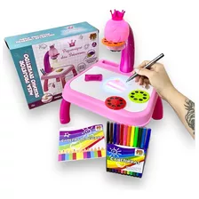 Mesa Projetora Infantil Dm Toys 24 Desenhos Canetas Caderno