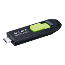 Memoria Usb Tipo C Adata Uc300 256gb Retráctil Negro/verde Color Negro