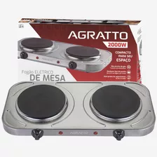 Fogão Portátil Elétrico Agratto Aço Inoxidável 2 Bocas 220v