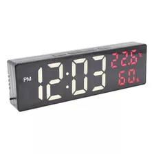 Relógio De Mesa E Parede Digital Led Temperatura Alarme Cor Preto