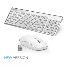 Teclado Y Mouse Inalámbricos Joyaccess Usb -plata-blanco