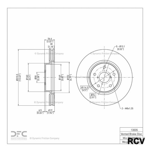 Disco Frenos  Delantera Para Subaru Outback   2015 Foto 3