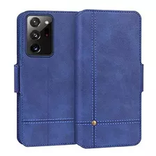 Funda Para Galaxy Note 20 Ultra Billetera Cuero Azul 
