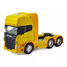 Miniatura Cavalo Scania V8 R730 Trucado 6x2 1:32 Amarelo