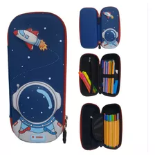 Estojo Astronauta Space 3d Premium Escolar Juvenil Meninos 