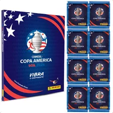 Álbum Conmebol Copa América Usa 2024 Capa Dura + 50 Figurinhas (10 Envelopes) Oficial Panini