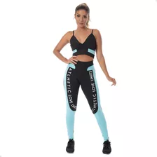 Conjunto Fitness Com Desenho Top E Legging Calça Ck07