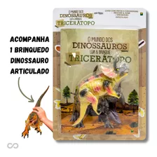 Livro Infantil Criança Com Brinquedo Mundo Dos Dinossauros Triceratopo