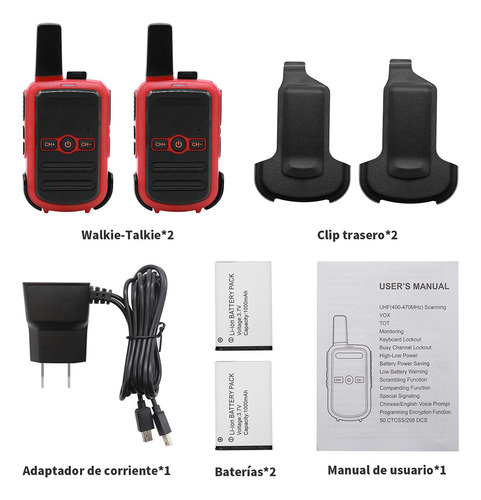 Radios De Comunicacin Walkie Talkie Ligero Porttil 2piezas Foto 10