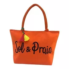 Bolsa Feminina Sacola Para Praia E Piscina Grande Resistente Cor Laranja