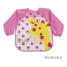 Babador Rosa Com Manga Girafinha Camiseta Babador Girafa