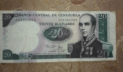 Billete Antiguo De 20 Bolívares