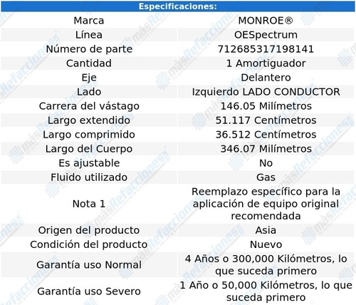 Amortiguador Oespectrum Gas Conductor Del 200sx 95-98 Monroe Foto 3