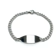 Pulsera Grumet Con Chapa Para Grabar Plata 900 15,5cm 