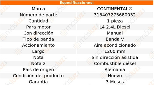 Banda 1200 Mm Acc Pickup L4 2.4l 85/87 Aire Acondicionado Foto 4