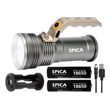 Linterna Táctica Led Spica X100 Batería Recargable Manija Color De La Linterna Gris Color De La Luz Blanco