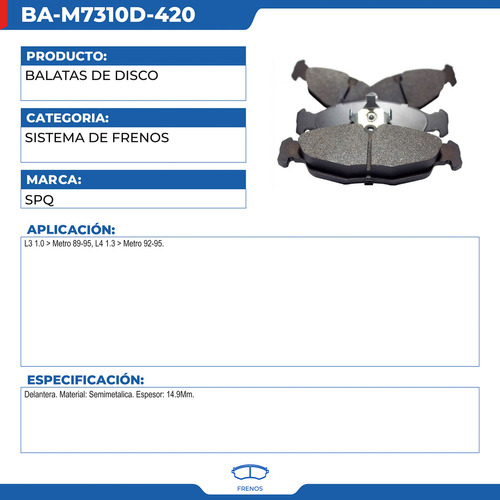 Balatas De Disco Geo Metro 1989-1995 Foto 2