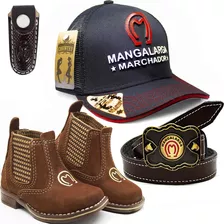 Kit Infantil Bota Country + Cinto + Bone Cowboy + Bainha