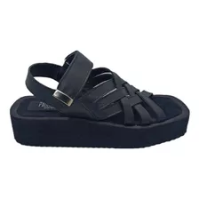 Sandalias De Mujer En Cuero Con Abrojo De Velcro