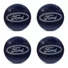 Calotas Ford Azul 4 Centro Miolo Tampa Roda New Fiesta 55mm 