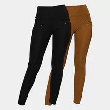 Kit 2 Calça Legging Feminina Leg Montaria Gorgurinho Bolso