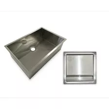 Lixeira + Cuba 80x40 Quadrada Gourmet Inox Kit