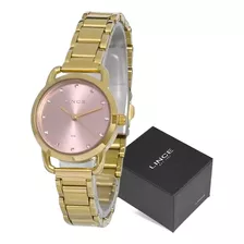 Relogio Pulso Feminino Lince Dourado Prova D'agua Bateria