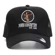 Boné Trucker Preto John Country Rendinha Aba Curva Ajustável