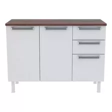 Balcão Colormaq 2 Portas 1 Gaveta Branco/madeira Cor Branco