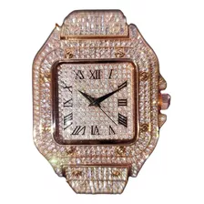 Elegante Reloj De Cuarzo Cuadrado Con Diamantes Para Hombre