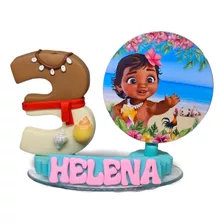 Vela De Aniversário Topo De Bolo Moana Biscuit 1,2,3,4,5