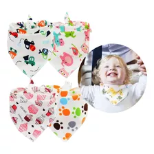 Kit 4 Babadores Bandana Pescoço Infantil Estampado Divertido